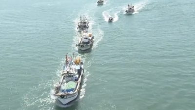 150艘韩国渔船抗议日本核污水入海
