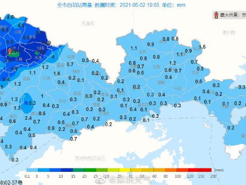 深圳取消分区暴雨黄色预警，过去一小时最大雨量出现在宝安松岗