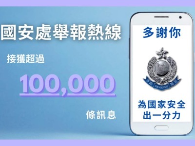 香港警方“国安处举报热线”已收超10万条讯息