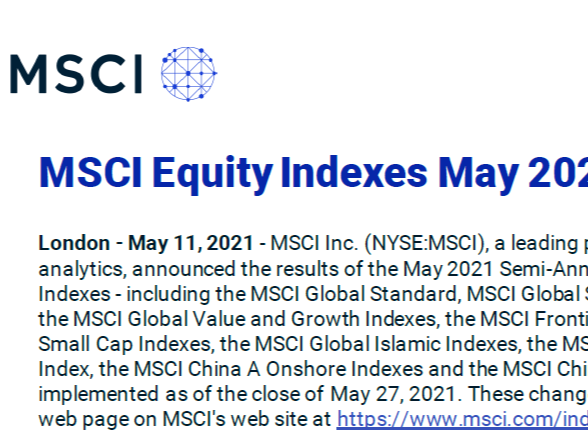 MSCI公布半年度指数成分股调整结果  富途控股获纳入MSCI香港指数
