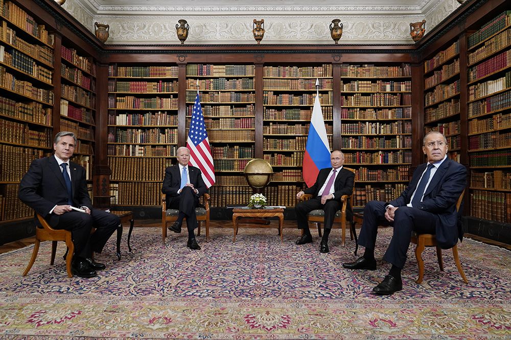 当地时间2021年6月16日，瑞士日内瓦，俄罗斯总统普京和美国总统拜登在拉格朗热别墅举行会谈。  人民视觉 图