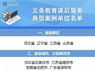 教育部确定首批课后服务23个典型案例单位，深圳榜上有名！