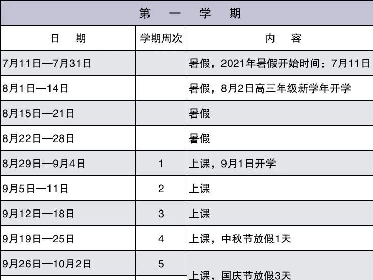 深圳2021—2022学年中小学校校历发布 第一学期9月1日开学