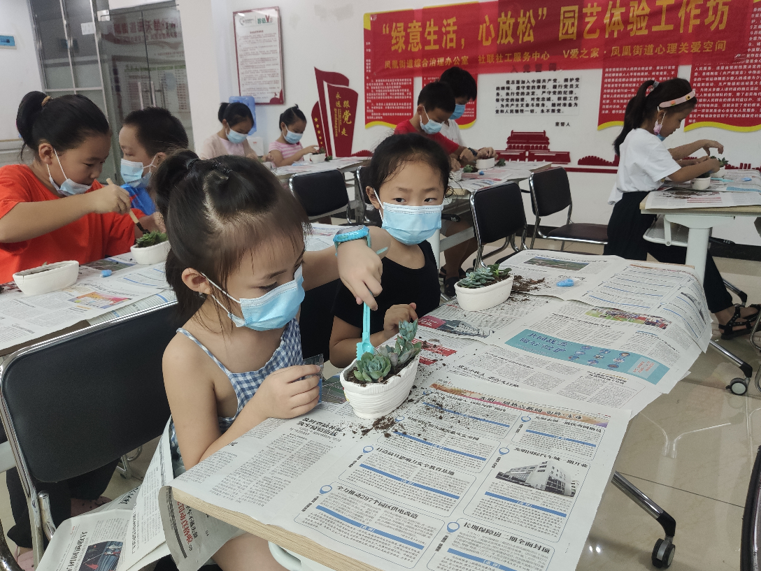 凤凰街道20名儿童青少年参加园艺体验舒缓情绪维护心理健康