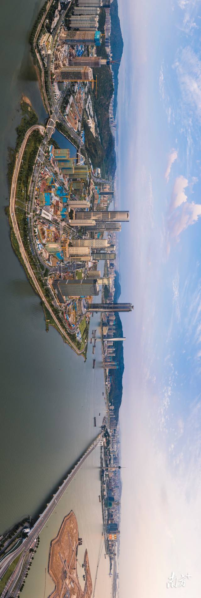 2021年9月16日清晨，横琴粤澳深度合作区与澳门隔海相望。 