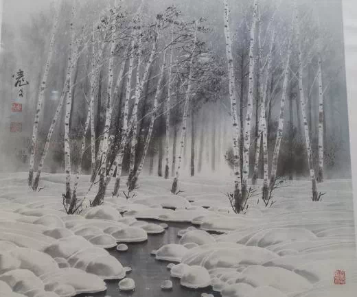 推进深哈文化艺术交流“北风心象”冰雪山水画展在龙岗展出              