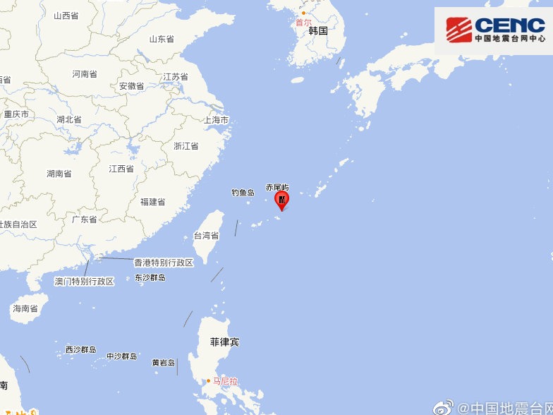 琉球群岛西南部发生5.9级地震，震源深度20千米 