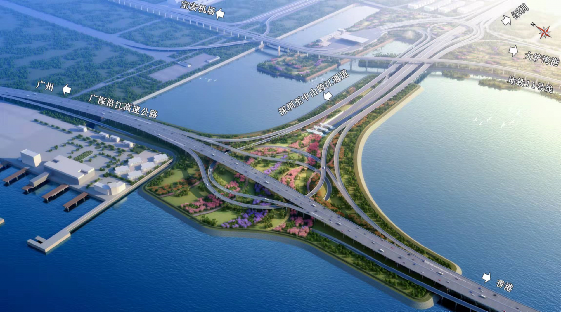 广深沿江高速深圳段二期工程第2合同段主线桥拉通
