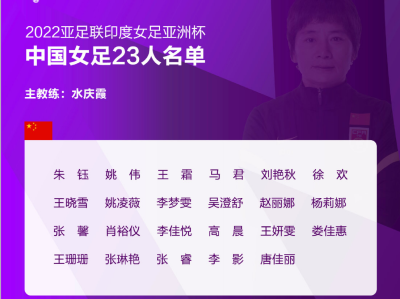 中国女足亚洲杯名单公布：王霜领衔，李影赵丽娜等老将回归 
