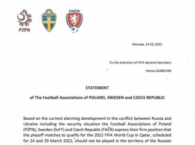 波兰 瑞典 捷克足协拒绝前往俄罗斯参加世界杯预选赛附加赛