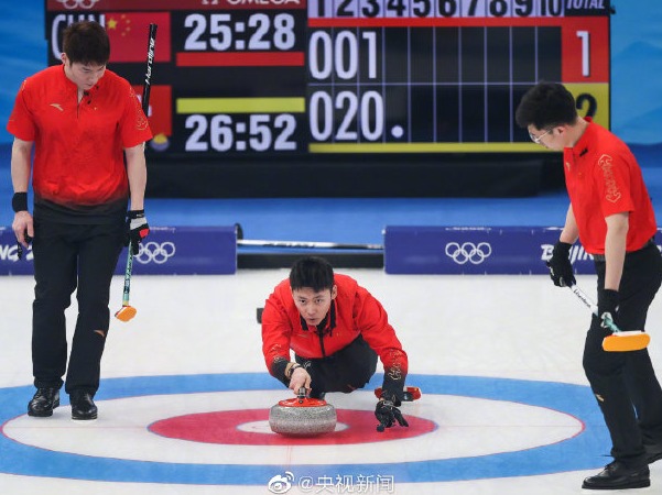 循环赛最后一战，中国男子冰壶6比5战胜瑞士