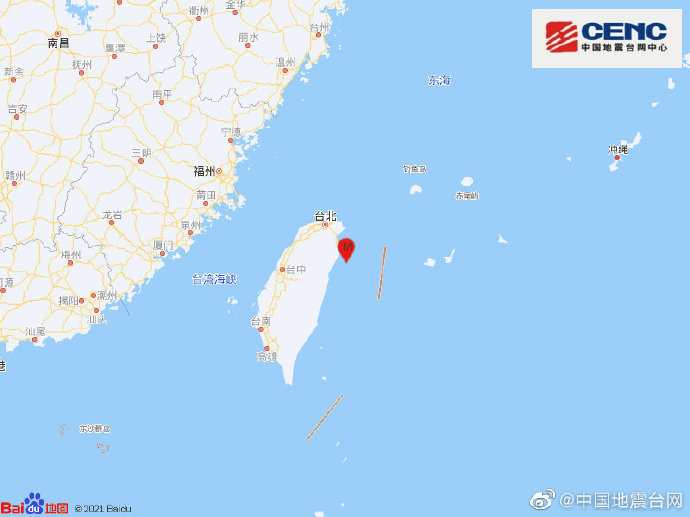 台湾宜兰县海域发生5.1级地震，震源深度34千米