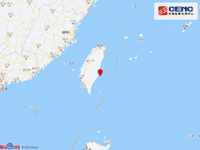 台湾台东县海域发生5.1级地震，震源深度30千米