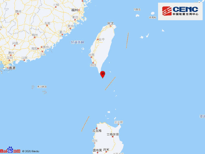 台湾屏东县海域发生5.3级地震