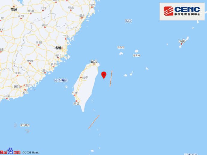 中国台湾地区附近发生6.2级左右地震