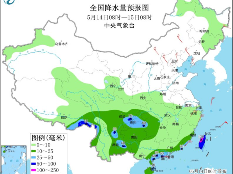 南方大部地区有降温 华南沿海仍有明显降雨