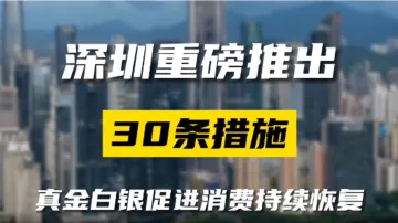 视频 | 深圳重磅推出30条措施，真金白银促进消费持续恢复