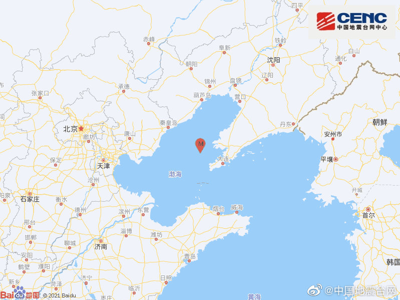 渤海海域发生4.4级地震
