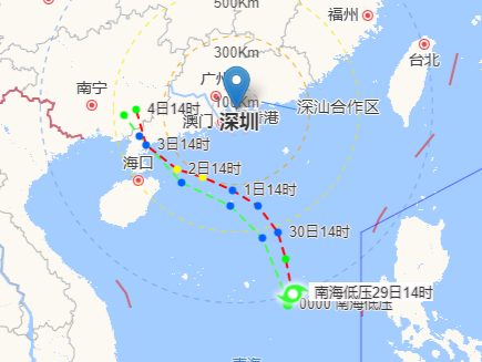 南海热带低压生成，将给深圳带来强风雨天气