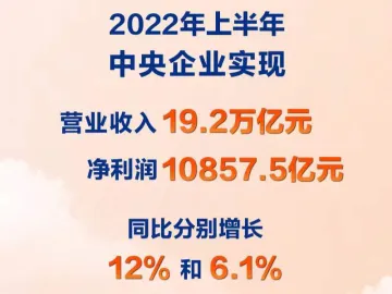 权威快报｜上半年中央企业净利润同比增长6.1%   