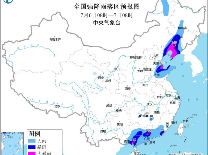 全国10省区有大到暴雨 辽宁广东局地有大暴雨