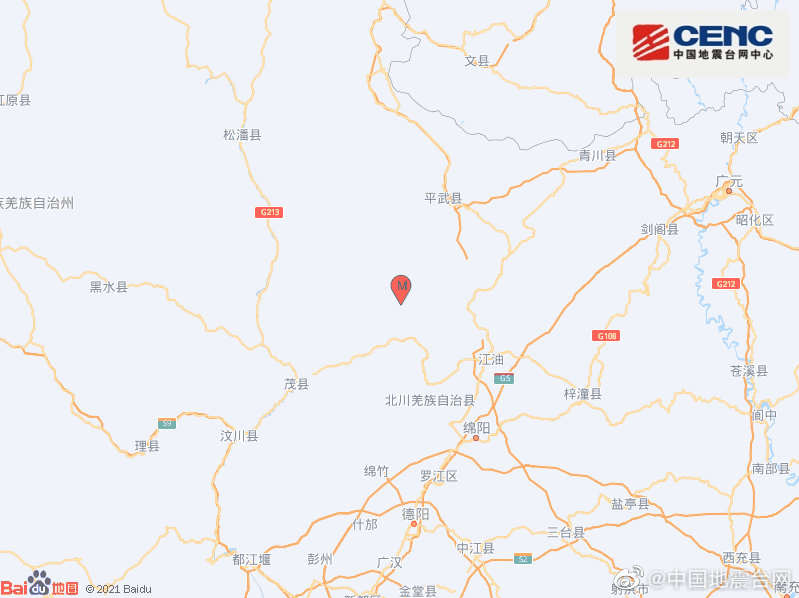 四川绵阳市北川县发生3.2级地震 震源深度16千米