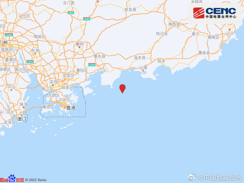 广东惠州市惠东县海域发生3.2级地震