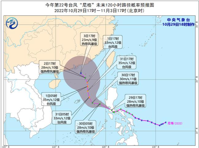 台风“尼格”将进入南海 部分海域阵风10至11级