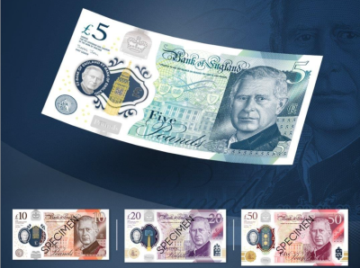 新版英镑纸币设计图案公布，预计2024年年中开始流通