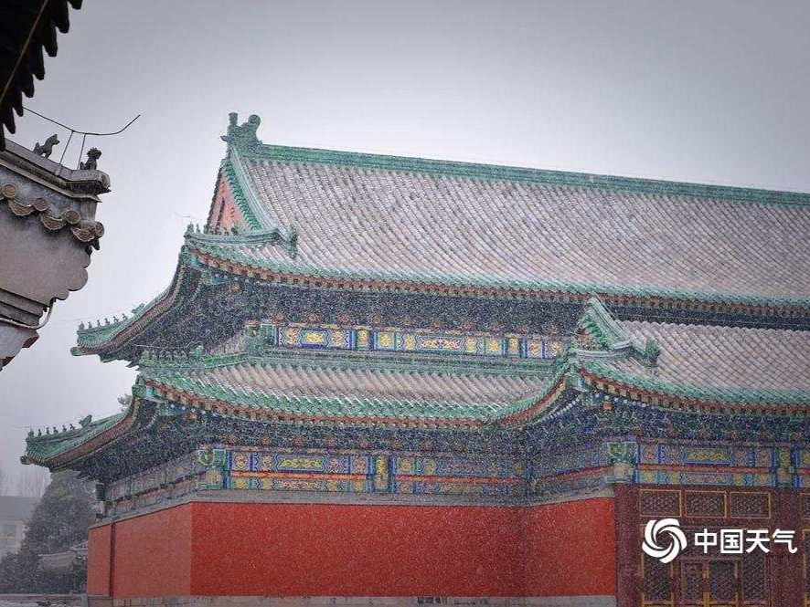 美！北京圆明园飘雪：白雪镶红墙 碎碎坠琼芳