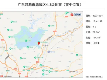 广东河源发生4.3级地震，联合工作组赶赴现场