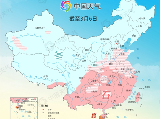 最新全国入春进程图发布！看看“春姑娘”到哪了？