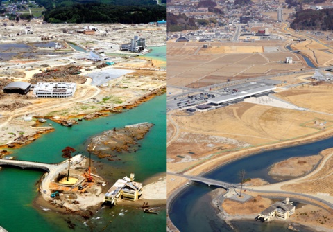日媒公布今昔对比图：福岛绿植变核污水箱