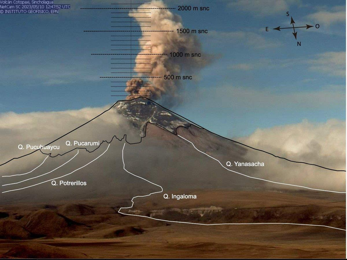 厄瓜多尔科托帕希火山喷发 喷射火山灰云高度达2200米