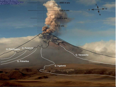 厄瓜多尔科托帕希火山喷发 喷射火山灰云高度达2200米