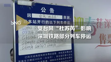 受台风“杜苏芮”影响，深圳铁路部分列车停运