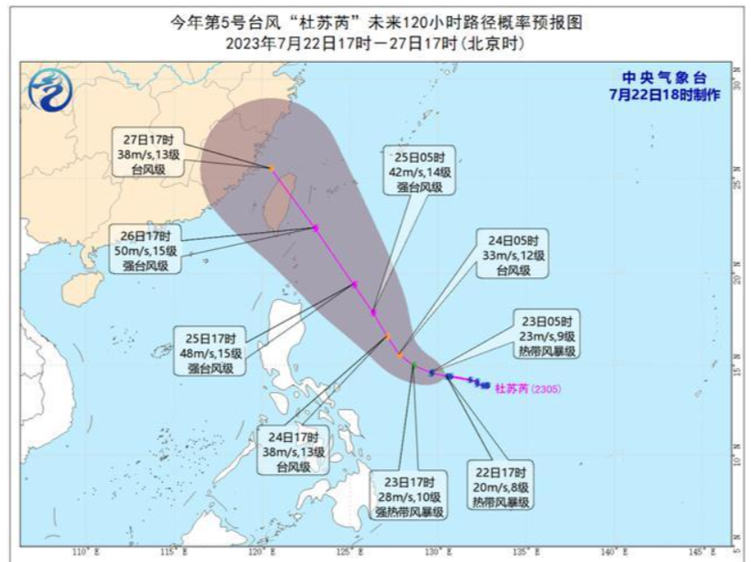 台风“杜苏芮”强度逐渐加强 26日起或影响我国东南沿海