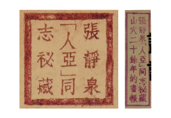 △亲属为张人亚秘藏的书刊刻的两枚印章
