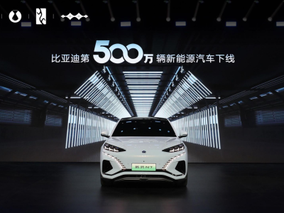第500万辆新能源汽车下线，比亚迪成全球首个达成车企