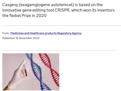 全球首个！英国批准CRISPR基因编辑疗法，或成又一个“百万美元”级别“天价药”