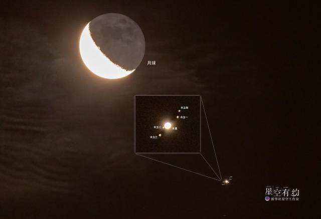 上海星空摄影爱好者崔张敏2023年7月12日在上海宝山拍制的木星合月。（本人供图）