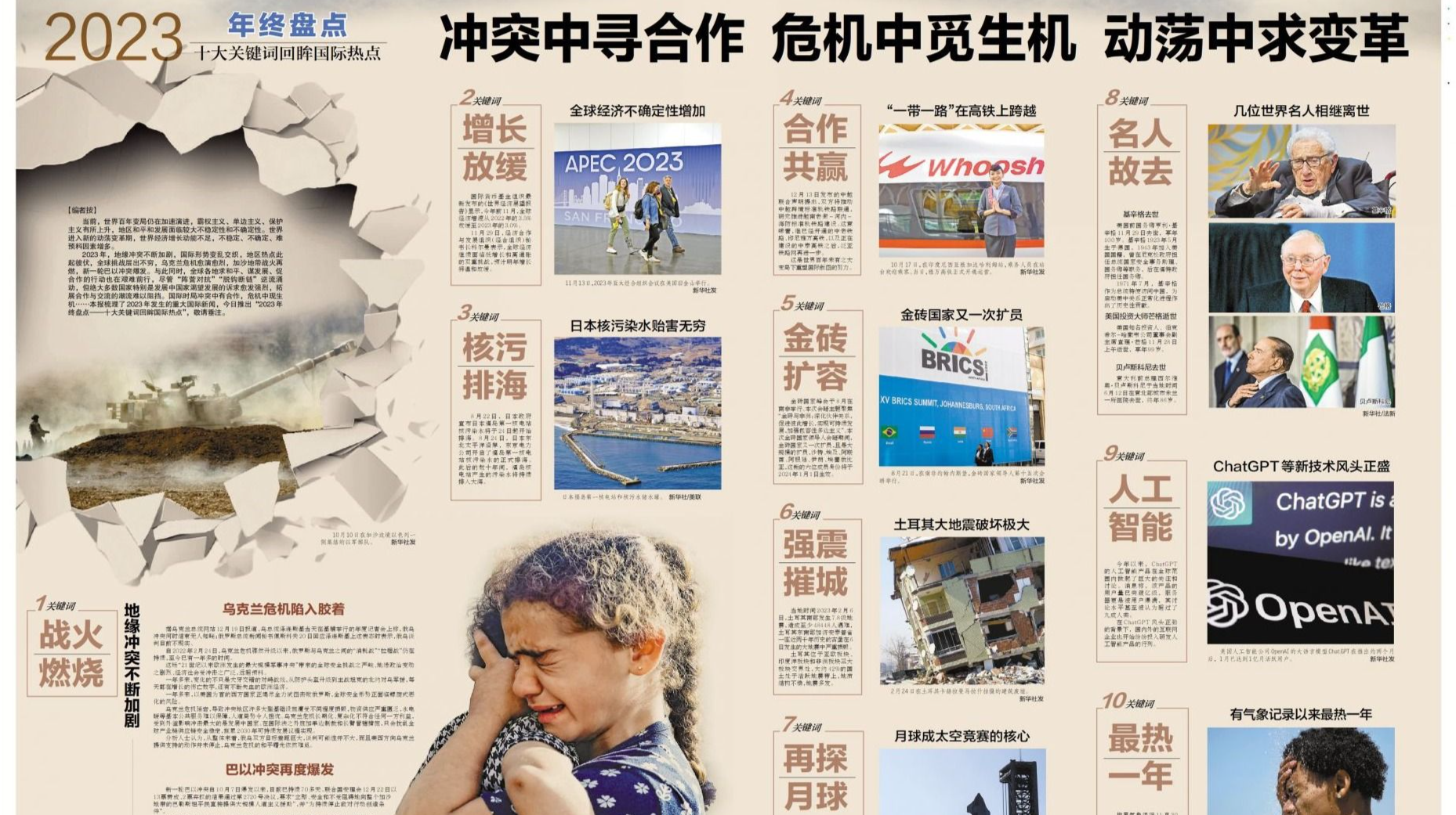 2023年终盘点｜十大关键词回眸国际热点：冲突中寻合作 危机中觅生机 动荡中求变革 