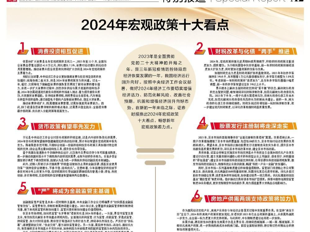 证券时报：2024年宏观政策十大看点 