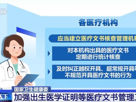 国家卫健委：加强医学证明文件类医疗文书管理工作 