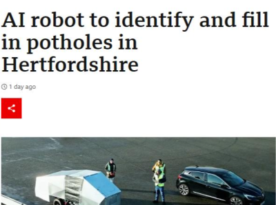 英国将推出世界首个修路AI机器人，工作速度比人类快70%