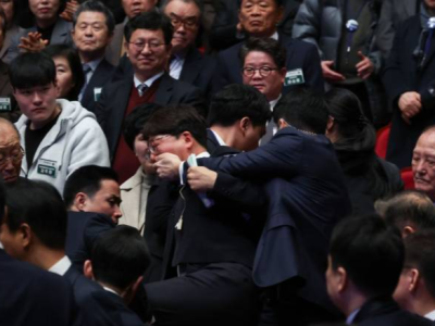 韩国议员与尹锡悦握手后被保镖捂嘴抬走 