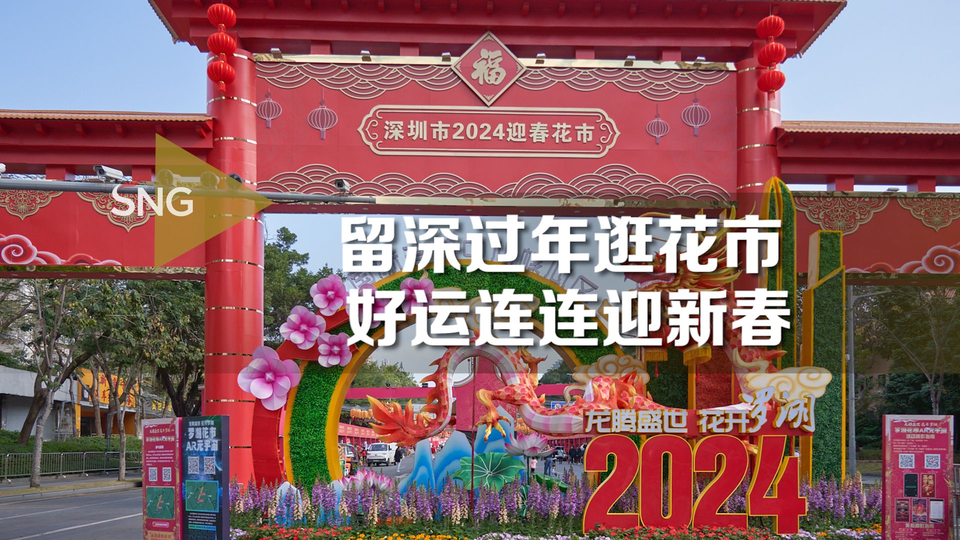 留深过年逛花市好运连连迎新春