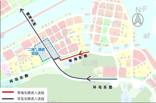 图2 横琴大桥小客车交通组织示意图