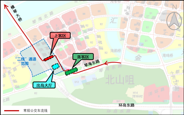 图4 横琴大桥常规公交车交通组织示意图