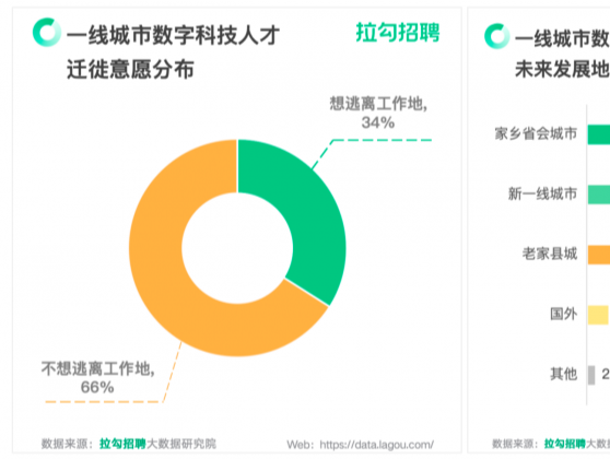 “拉勾招聘”调研数据显示：近五成受访数字科技人才钟情回家乡省会城市就业